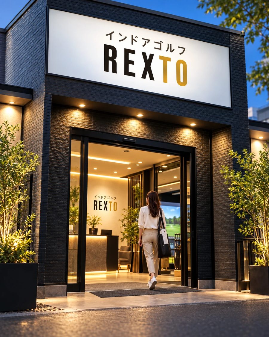 おひとりで、REXTOの入口から店内へ入っていく女性